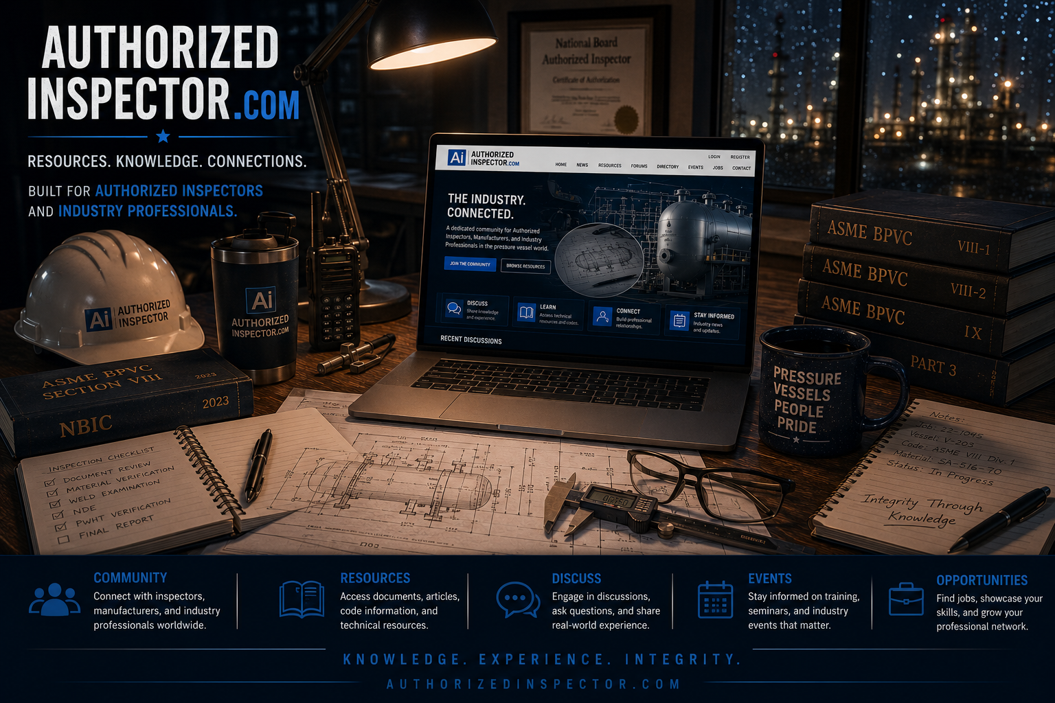 Authorized inspector workspace at night
